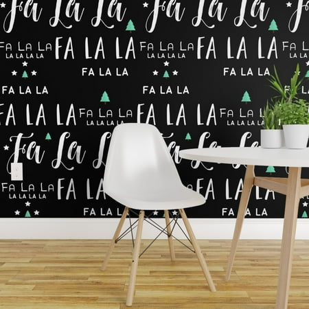 Winter Christmas Lights Wallpaper Removable Water-Activated Wallpaper Holiday Green Winter Quote Christmas ()