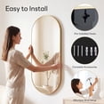 thumbnail image 4 of GIANNA 24"x48" Oval Bathroom Mirror – Metal Frame, Elliptical Wall Mirror for Vanity, Gold, 4 of 5