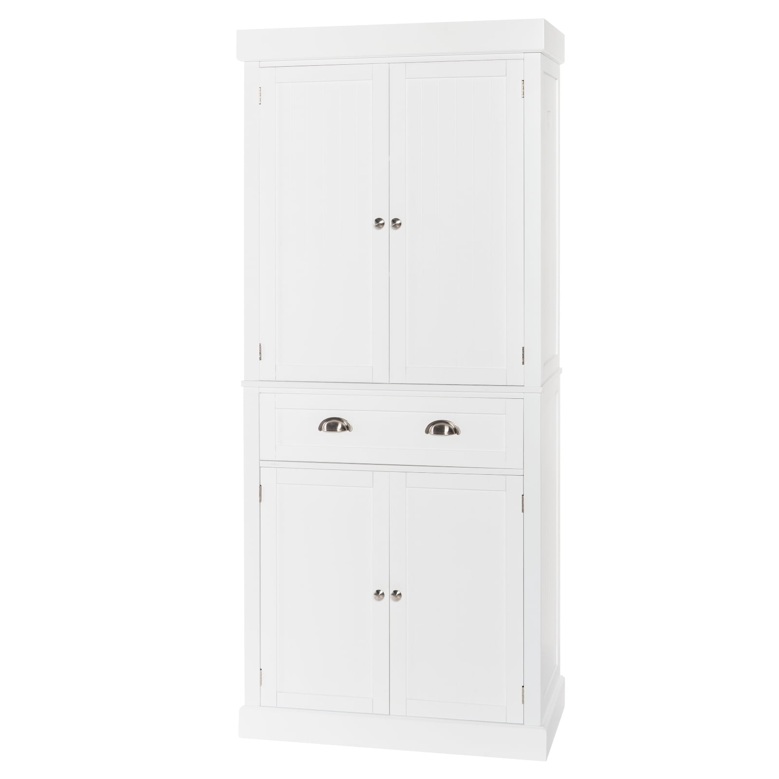 Ktaxon 72"  Kitchen Pantry Storage Cabinet with 4 Doors Large Drawer and Adjustable Shelves for Living Room, White