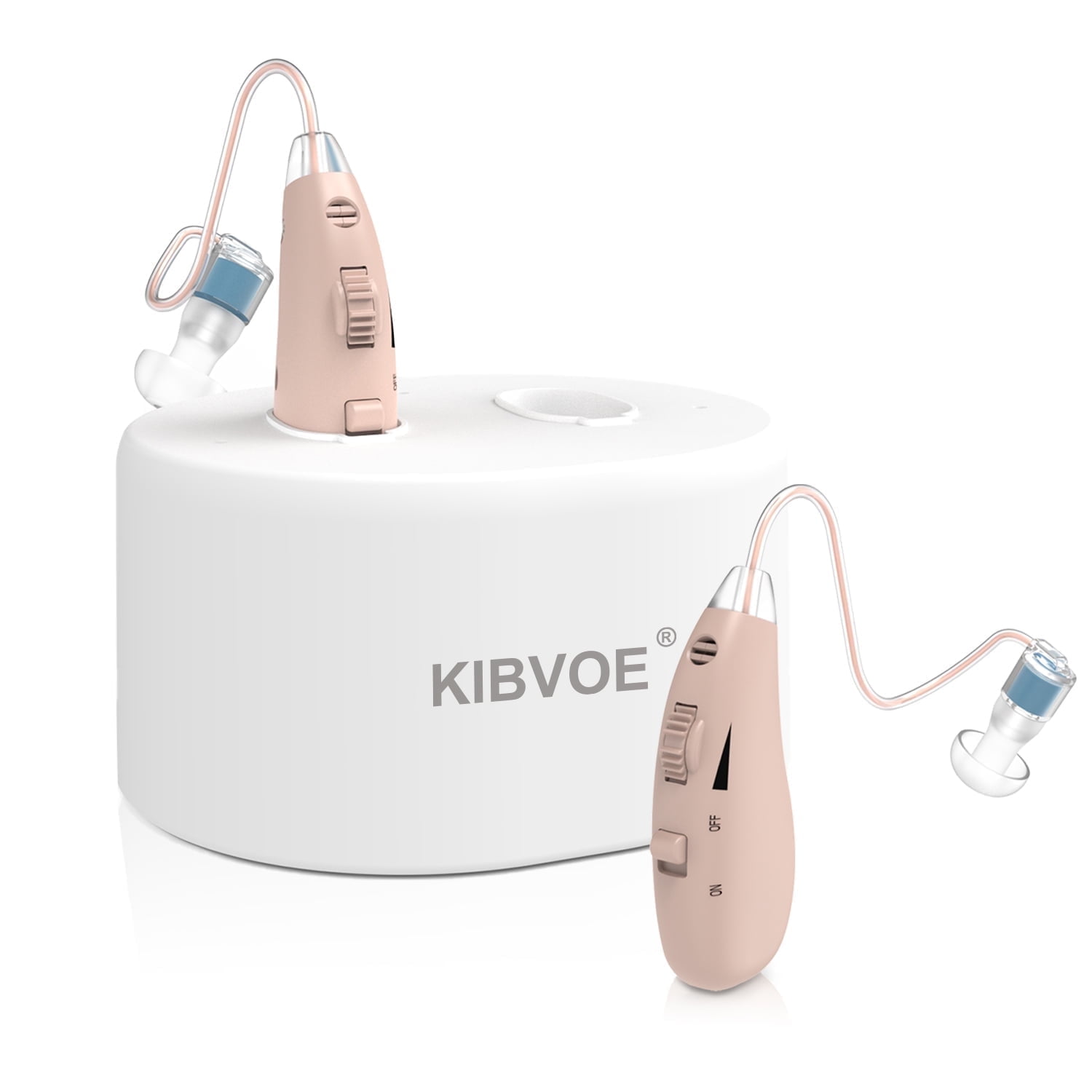 Sound Amplifier for Ears, Mini In-Ear Digital Sound Amplifier for Seniors and Adults, Rechargeable Amplifier, with Portable Charging Case, Binaural(White)