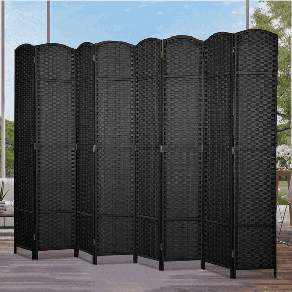 Dkelincs 8 Panel Room Dividers 5.6 FT Tall Portable Privacy Screen Folding Wood Partition Wall Divider for Room Separation, Black