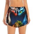 thumbnail image 4 of Lsque Playful Colorful Dragons Flowers Printed Women's Running Shorts with Liner Pockets,Elastic Quick Dry Workout Athletic Gym Yoga Shorts,Womens High Waist Shorts-X-Large, 4 of 9