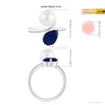 thumbnail image 5 of Angara South Sea Cultured Pearl and Pear-Shaped Sapphire Two Stone Ring in 14K White Gold for Women | June Birthstone Jewelry for Her, 5 of 8