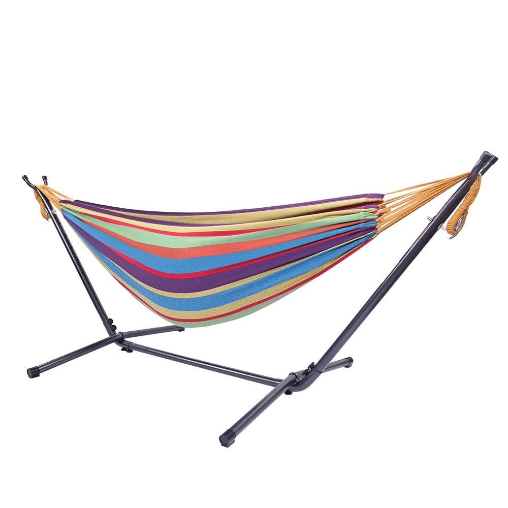 Tcbosik Hammock with Metal Stand and Carrying Bag for Indoor & Outdoor, Garden, Patio, Balcony, Backyard, Easy Assembly, Colorful