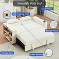 thumbnail image 4 of 3-in-1 Chenille Sleeper Sofa Bed with USB Ports and Cup Holders, 61" Convertible Pull Out Couch with Adjustable Backrest and Storage Rack, Modern Futon Sofa Loveseat for Living Room, Beige, 4 of 8