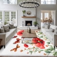 thumbnail image 3 of 8'x10' Area Rugs, Red Spring Floral Indoor Outdoor Area Rug for Living Room Bedroom, Pastoral Butterfly Botanical Summer Washable Bathroom Rugs Kitchen Floor Carpet Mats Home Decor Aesthetic, 3 of 8