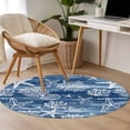 thumbnail image 4 of Small Round Rug 3Ft Washable Non-Slip, Navy Blue Coastal Circle Area Rugs for Living Room Bedroom, Summer Beach Nautical Starfish Coral Vintage Indoor Floor Mats Carpet Runner for Home Decor, 4 of 8