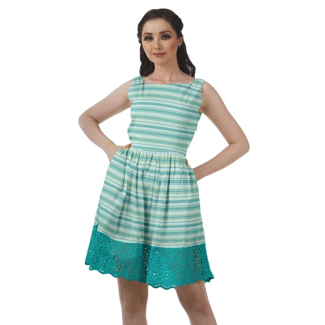 Moomaya Robe en Dentelle Style Vintage pour Femmes, Robe Courte d'Été Décontractée en Coton Imprimé
