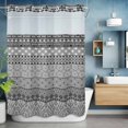 thumbnail image 6 of No Hook Grey Black Boho Shower Curtain with Snap in Liner Set, Vintage Ethnic Tribe Abstract Art Waterproof Fabric Bathroom Curtains with See Through Top Window, Hotel Style Stall 48 x 72 Inch, 6 of 9