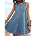 thumbnail image 2 of Women'S Sleeveless Denim Babydoll Summer Casual Cutout Back A-Line Flowy Jean Dress with Pockets Light Blue XL, 2 of 8
