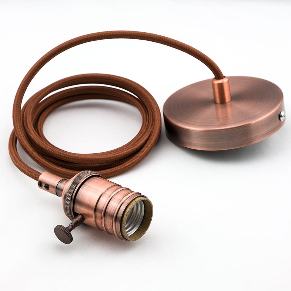 Vintage Metal Copper Hardwire Ceiling Pendant Light Fixture Cord Kit w