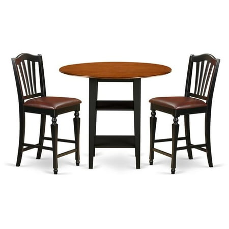 East West Furniture Sudbury 3 Piece Double Drop Leaf Dining Table Set With Slat Back Chairs East West Furniture Sudbury 3 Piece Double Drop Leaf Dining Table Set With Slat Back Chairs