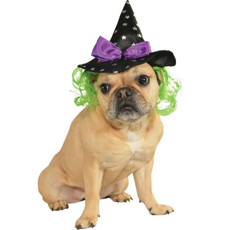 Pet Dog Cat Wicked Witch Costume Halloween Hat With Hair Wig