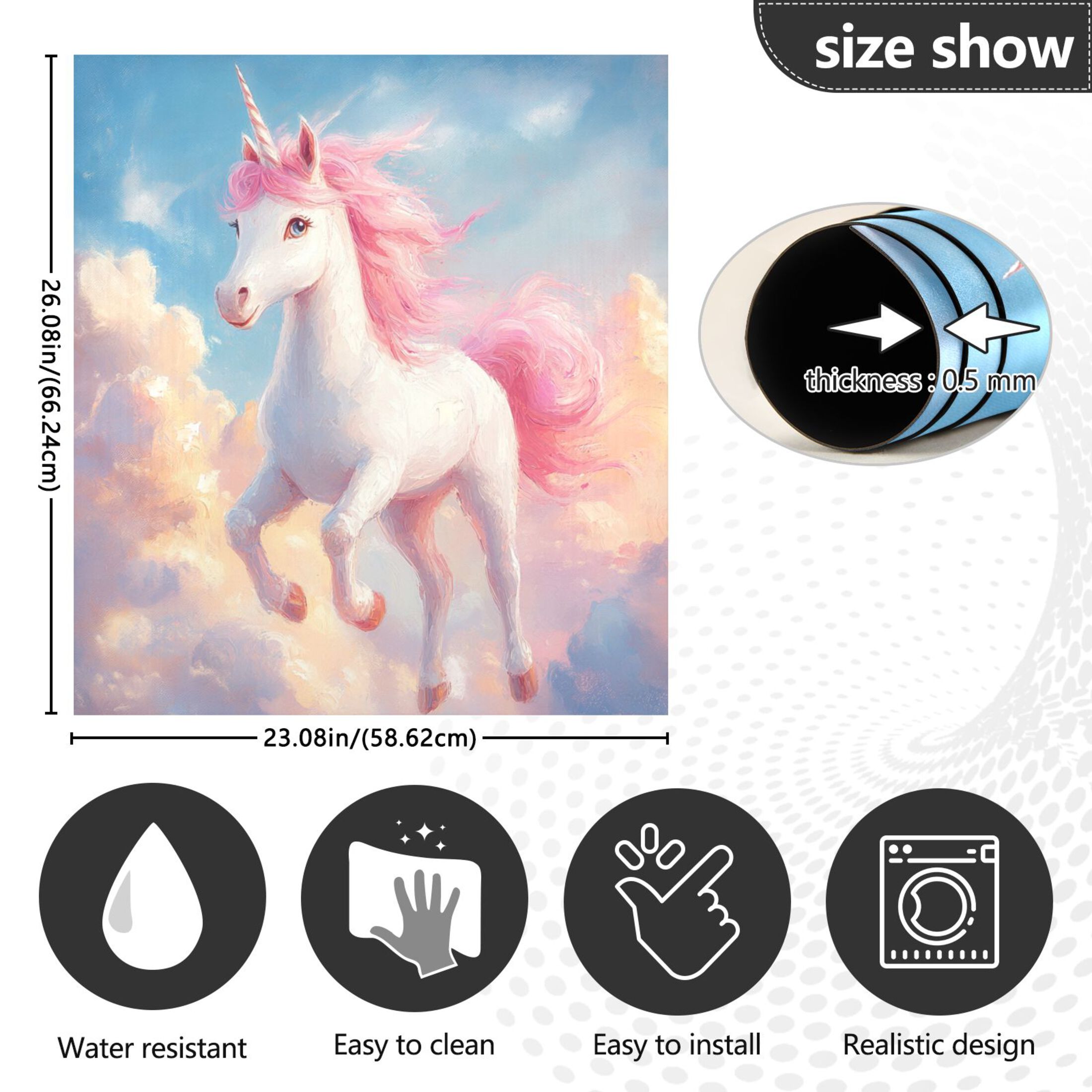 Dishwasher Magnetic Sticker 23x26 Inch Refrigerator Magnetic Sticker Washing Machine Magnetic Sticker Kitchen Panel Magnetic Sticker Home Decor A Beautiful Running Unicorn