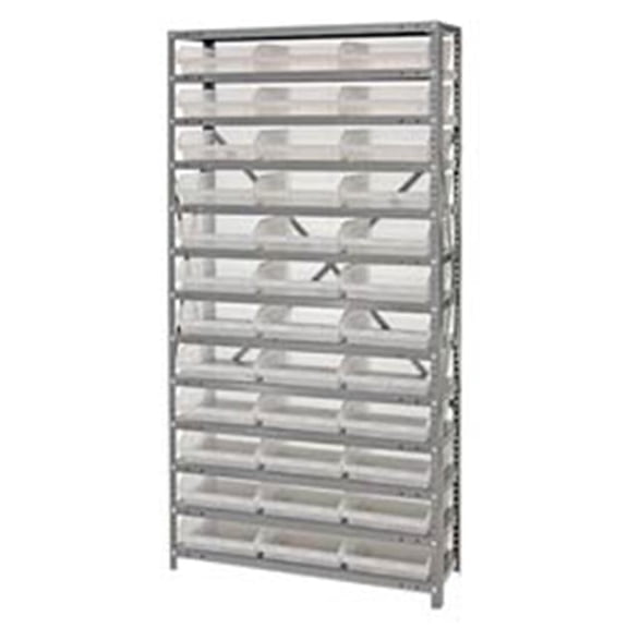 Clear View Shelf and Bin Unit, 36 Shelf Bins