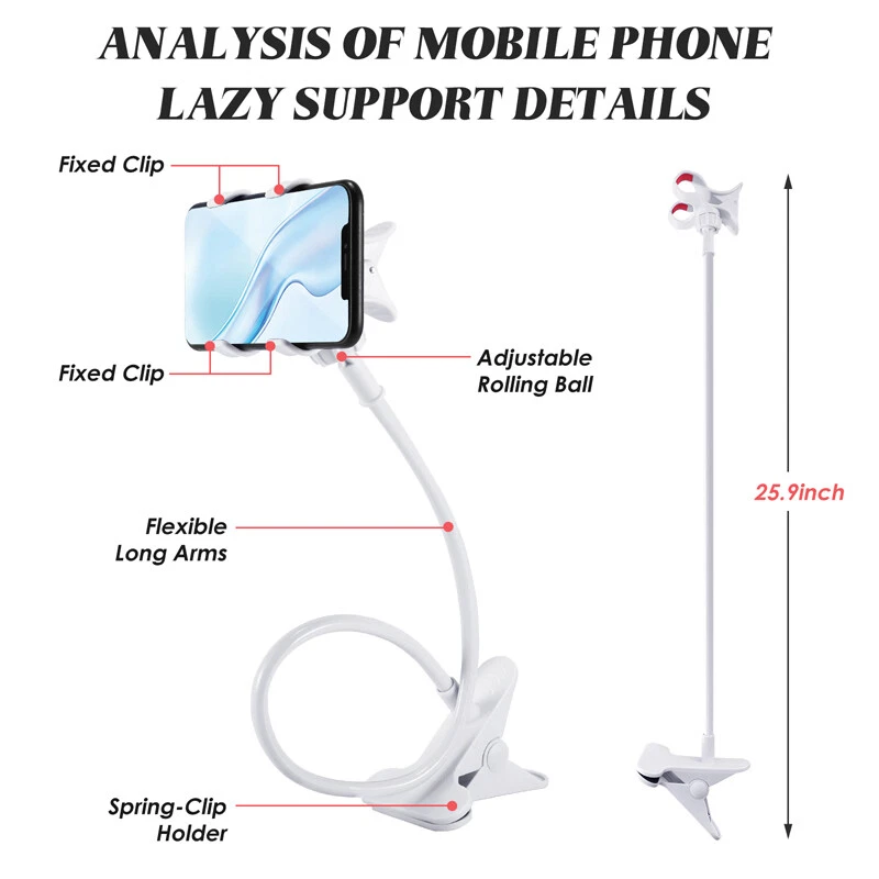 Long Arm Bed Desk Lazy Phone Holder Mount Stand 360 Flexible Universal Bracket