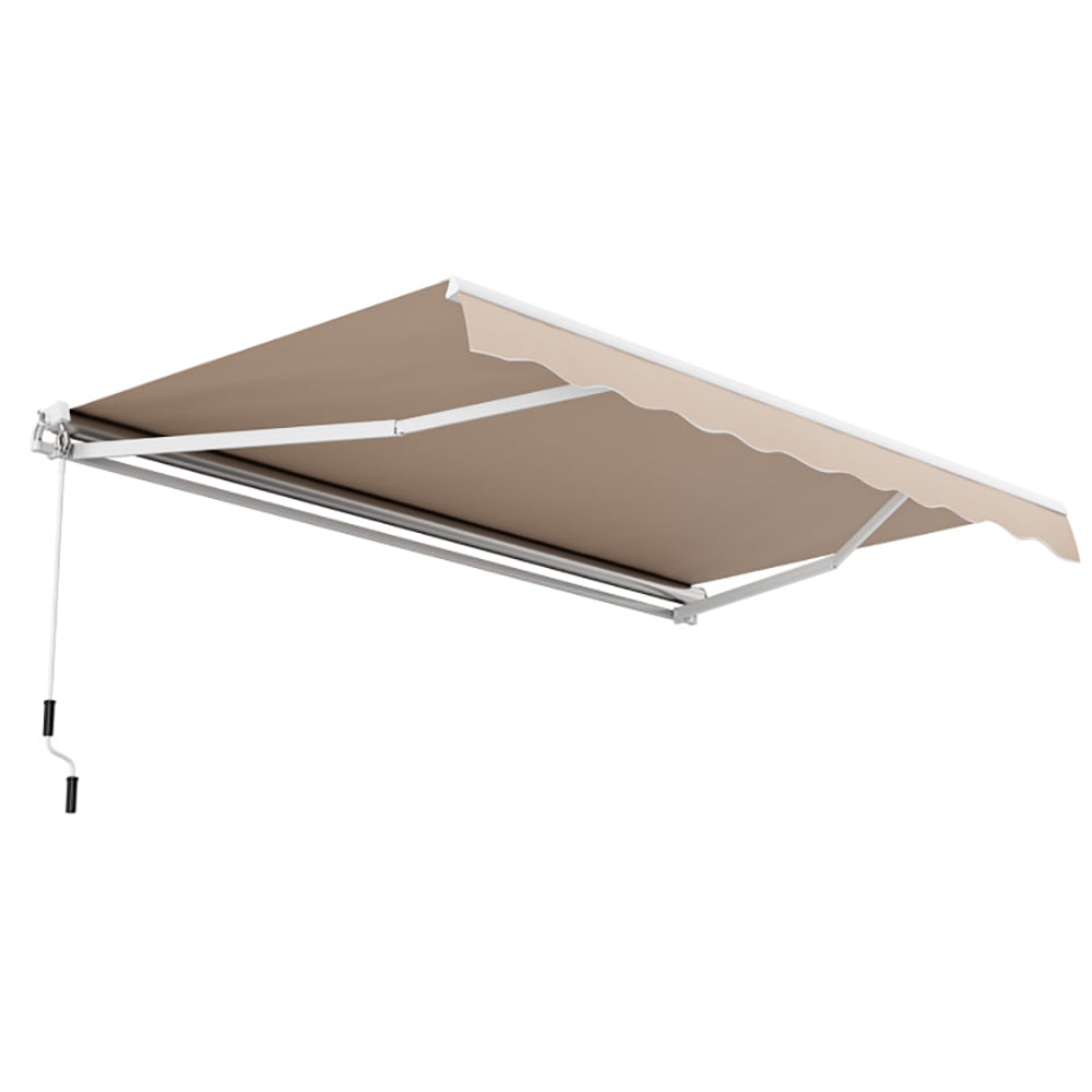 Aimee Lii 13 × 8 Feet Retractable Patio Awning Aluminum Deck Sunshade, Awnings for Decks, Beige