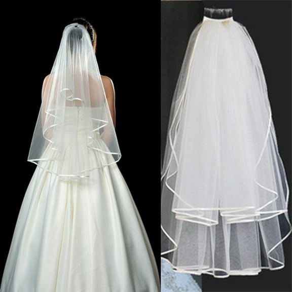 Double Veil Bachelorette Short Wedding Veils for Brides Dress Bridal Women's White