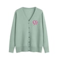 thumbnail image 2 of NTACZA Plus Size Sweaters for Women Green Button Down V Neck Cardigan Sweater Heart Print Love Heart Womens Jumpers XXL, 2 of 5