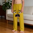 thumbnail image 6 of Funny Boys Cartoon Face Print Pants with Pockets - Novelty Soft Stretchy Sweatpants for Kids, Playful Yellow Lounge Wear, Sizes 4-14,Size 12 T, 6 of 9