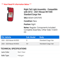 thumbnail image 2 of Right Tail Light Assembly - Compatible with 2012 - 2021 Nissan NV1500 Standard Cargo Van 2013 2014 2015 2016 2017 2018 2019 2020, 2 of 2