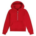 thumbnail image 2 of BFHHYA Girls' (5-14Y) Half-Zip Hooded Sweatshirt Fleece Drop Shoulder Hoodie Casual Long Sleeve Pullover with Thumb Holes, 2 of 4