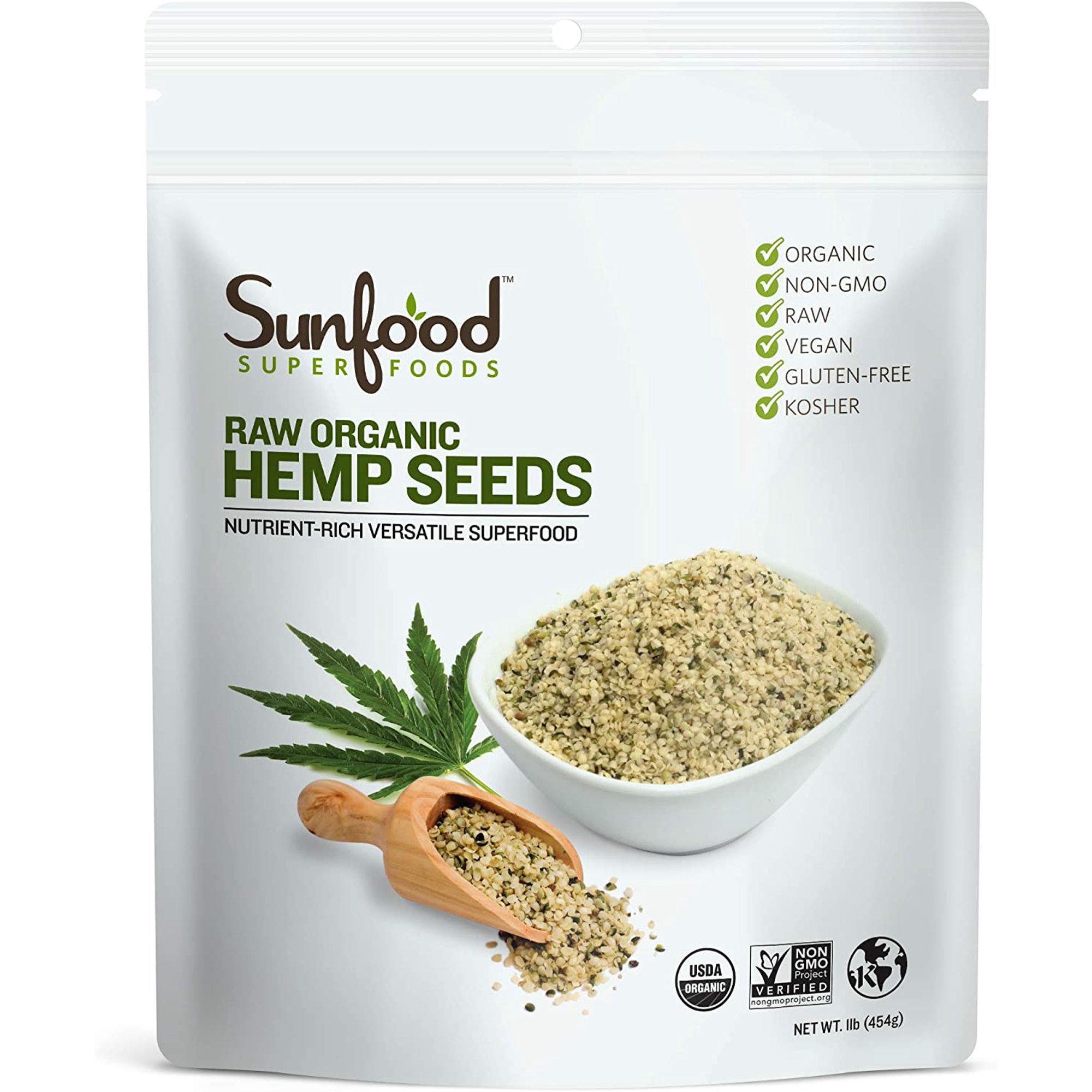 Sunfood Superfoods Organic Shelled Hemp Seeds, 1.0 Lb