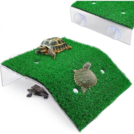 KALAKALA Small Turtle Basking Platform Simulation Grass Turtle Ramp, Turtle Resting Basking Dock Floating Décor for Aquatic Turttle Reptile Frog Terrapin