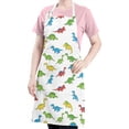 thumbnail image 5 of White Cartoon Dinosaurs Pattern Apron-Garden Aprons for Women with Pockets-Cotton Linen Waterproof Kitchen Cooking Gardening Aprons Adjustable for Kitchen,Cooking,BBQ and Salon 33x27 Inch, 5 of 7