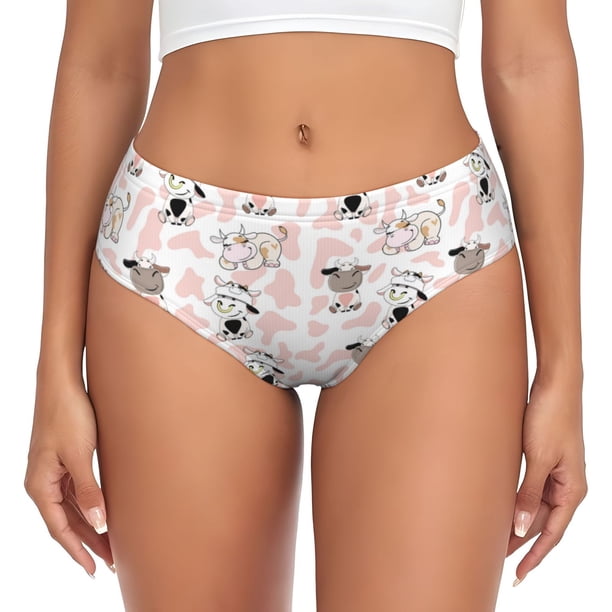 Fotbe Cute Cartoon Cows Calzones Estampados para Mujer – Ropa Interior de Algodón, Cómoda, Suave y Elástica-X-Large