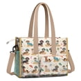 thumbnail image 2 of Teacher Tote Bag,Dachshunds on the Beach Teacher Utility Tote Bag,Large Work Tote Bags for Women with Multiple Pockets,Top Zipper Closure,13.8x10.6x6.7 Inch, 2 of 5
