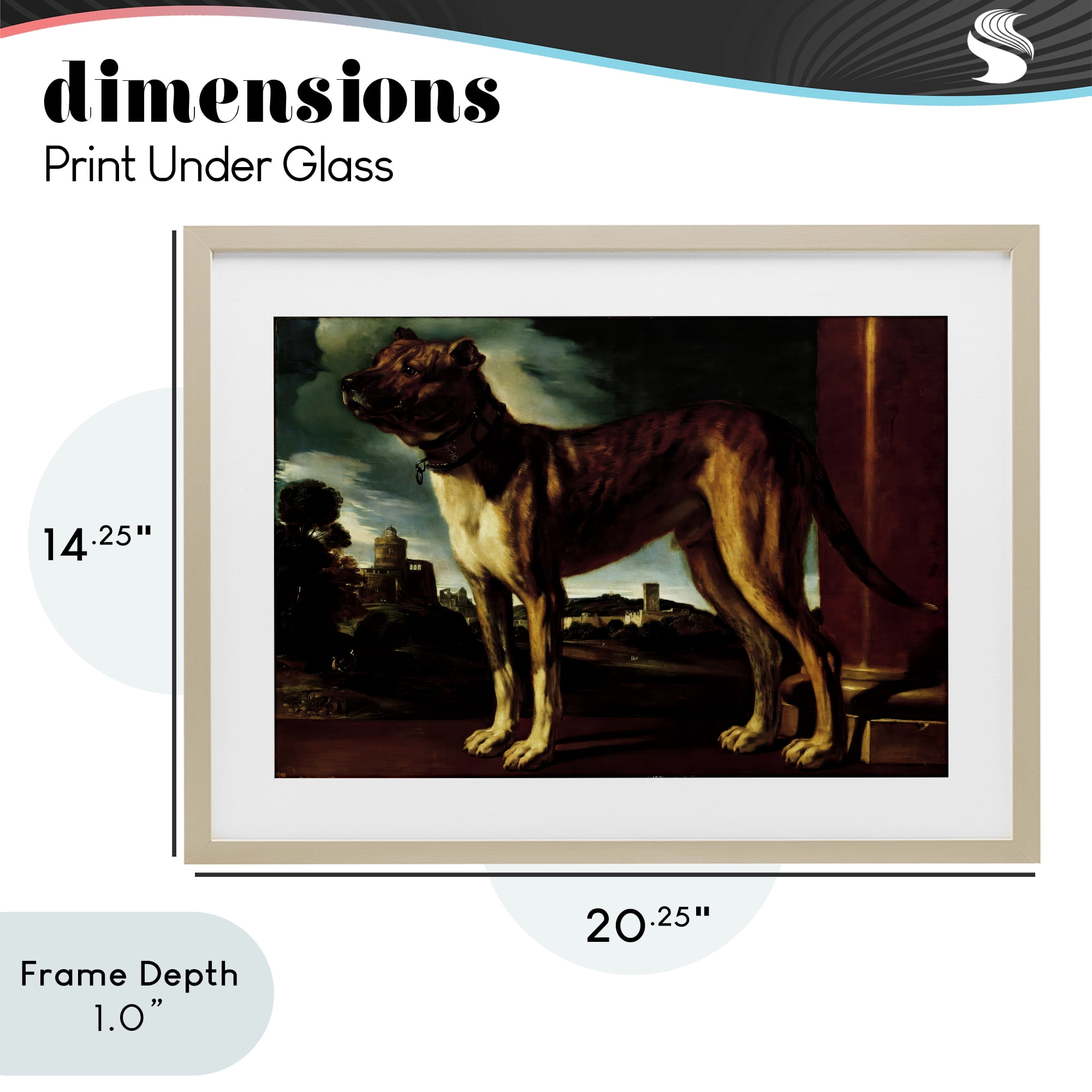 Stupell Industries Historical Aldrovani Dog Birch Framed Print Under Glass, design by Lil' Rue