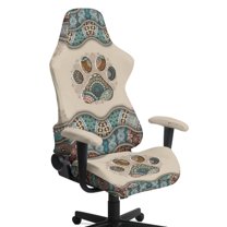 Xoenoiee Boho Paw Print Gaming Chair Covers, Stretchable Soft Thick Breathable Scratch Resistant Gaming Chair Seat Cover with 2Pcs Armrest Slipcovers