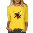 thumbnail image 2 of OKBOP 3/4 Sleeve Spring Tops for Women 2024 Yellow Crew Neck Bee Festival T-Shirts Womens T Shirts, 2 of 4