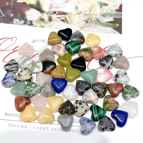MATROOY 100pcs Small Natural Quartz Healing Crystal Heart Gemstone for Home Decor 12x6mm