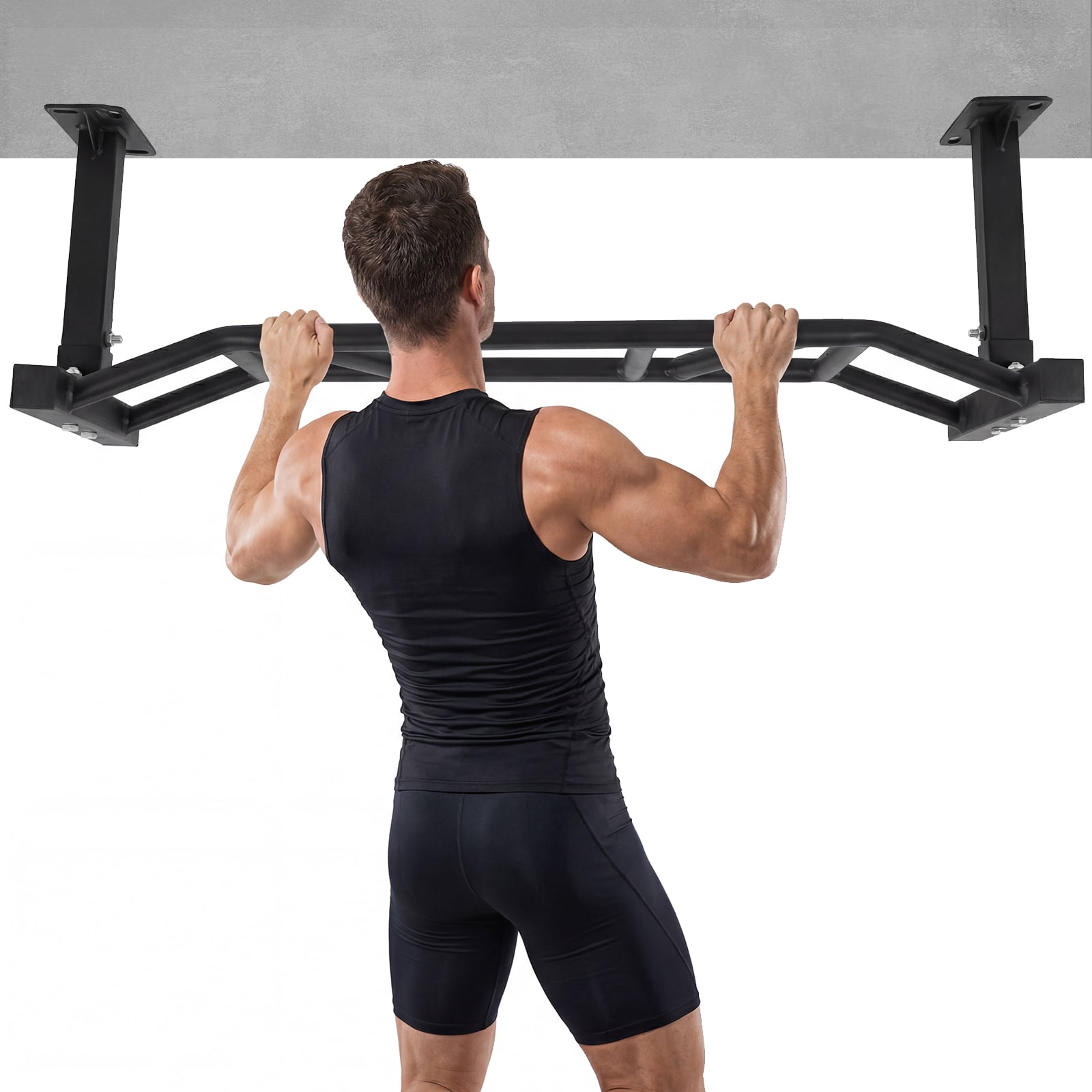 Btidfty 47 Inch Ceiling Mount Pull Up Bar Heavy Duty Multi-grip Chin Up Bar Fitness Trainer for Garage/home Gym And Strength Training Adjustable Height&supports To 600 Lbs