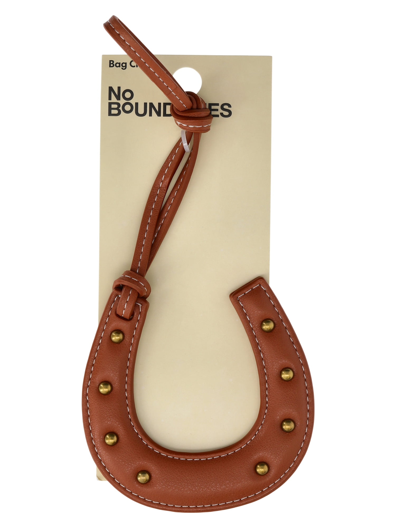 No Boundaries Women's Faux Leather Horseshoe Bag Charm, Brown