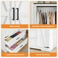 thumbnail image 4 of Blotout 3 Door Wardrobe Closet with Doors and Drawers, Bedroom Armoire with Shelves, Farmhouse Wooden Armoire Wardrobe Closet with Hanging Rod for Bedroom, White, 4 of 8