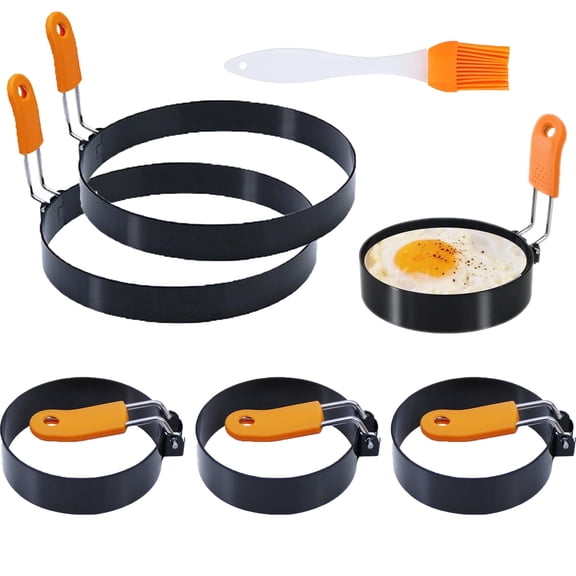 Wuxiuli Stainless Steel Round Egg Ring and Pancake Mold Set,  7 Pieces