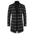 thumbnail image 5 of INSPIRE CHIC Plaid Trench Coat for Men's Color Block Single Breasted Winter Checked Overcoat, 5 of 5