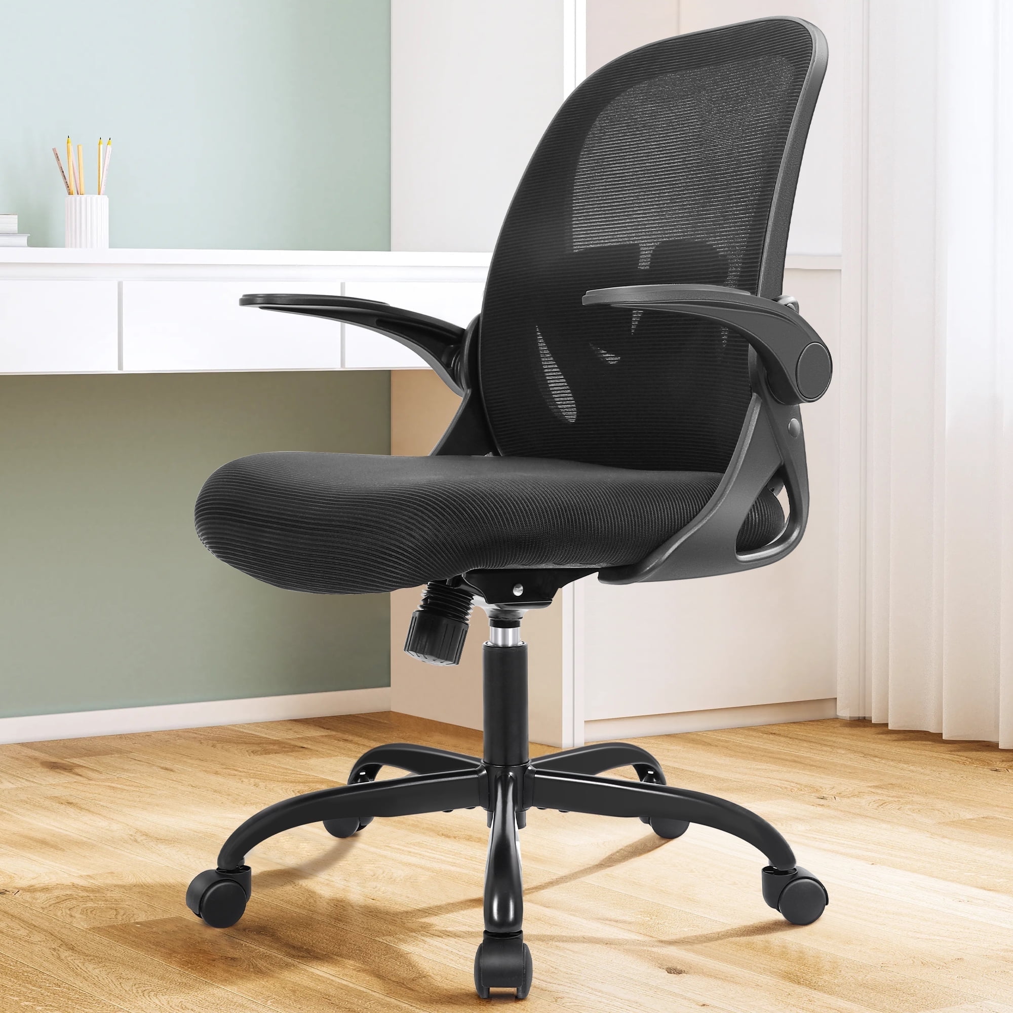 GABRYLLY Ergonomic Office Chair With Footrest - High Back Mesh Desk Chair, 135° Recline, Flip-Up Arms, Wide Seat