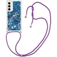 thumbnail image 5 of for Samsung Galaxy S23 FE Clear Case with Crossbody Lanyard, Glitter Sparkly Bling Quicksand with Detachable Adjustable Shoulder Neck Strap Cover Cases for Samsung S23 FE QKG Blue, 5 of 14