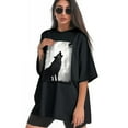 thumbnail image 3 of Plus Size Shirt for Women Black Tops for Women Short Sleeves Shirt for Women Wolf T Shirt Crewneck Shirt for Women XL, 3 of 5