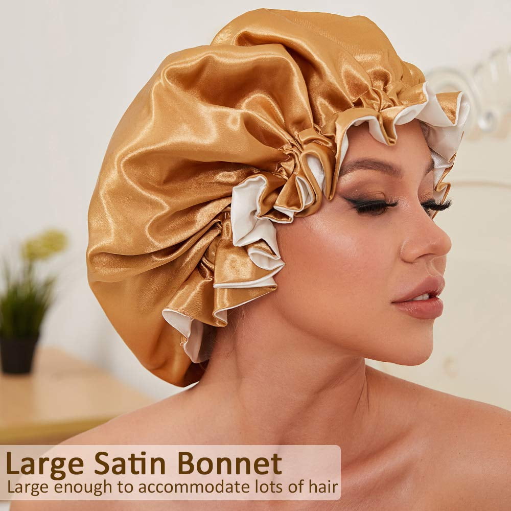 Buy Black / Gray Satin Hair Bonnet Reversable / Adjustable Satin Online in  India - Etsy