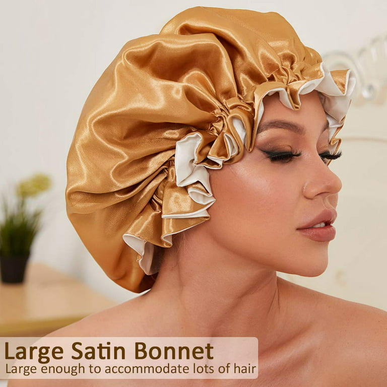  3PCS Extra Large Satin Bonnets for Black Women, Hair Bonnets  for Sleeping Braids Curly Hair, A : Beauty & Personal Care