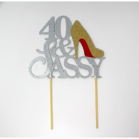 All About Details 40 & Sassy Cake Topper (Silver and Gold), 1pc, 40th Birthday for her