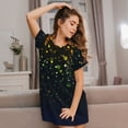 thumbnail image 3 of Sikiie Luxury golden sparkle Print Women's Short-sleeved Nightdress, Round Neck Pullover Nightdress Pajamas Summer Home Wear, 3 of 6
