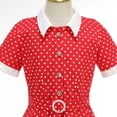 thumbnail image 4 of RUTAYY Children Girls Dress Turndown Collar Polka Dot Open Front Slim Fit Casual Party Wear Comfortable Fashion Vacation Dresses, 4 of 8