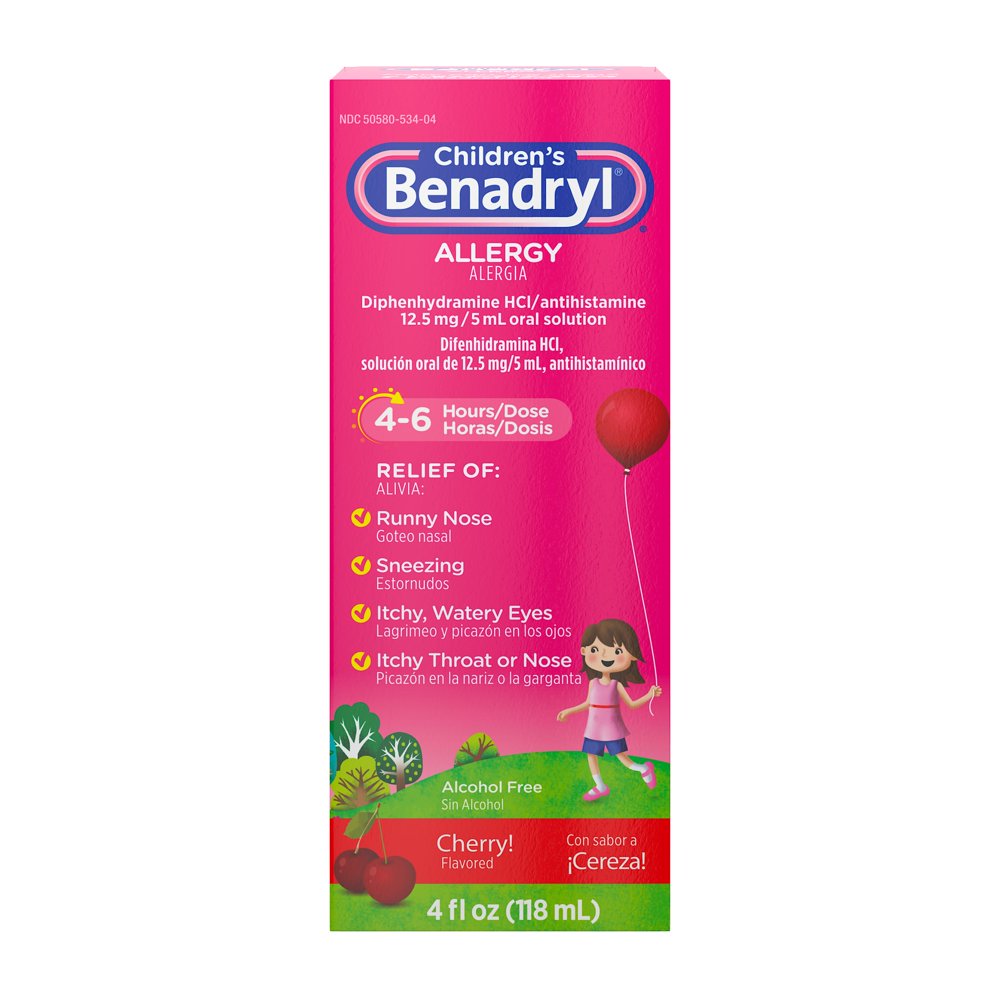 Benadryl Children's Antihistamine Allergy Liquid, Cherry, 4 fl. Oz.