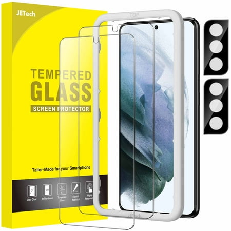 JETech Screen Protector for Samsung Galaxy S21 Plus 6.7-Inch with Camera Lens Protector, Easy Installation Tool, Tempered Glass Film, HD Clear, 2-Pack Each
